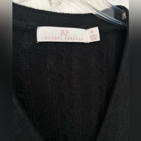 Rachel Parcell Cable Knit Cardigan Black Medium - Picture 3 of 8